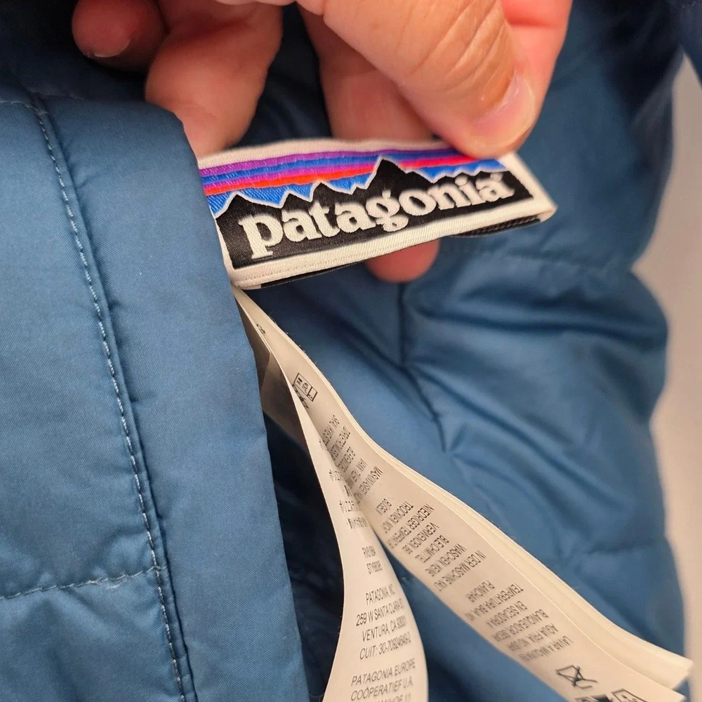 PATAGONIA REVERSIBLE HOODIE KIDS XXL 16-18 2XL BLUE BROWN READY FREDDY JACKET